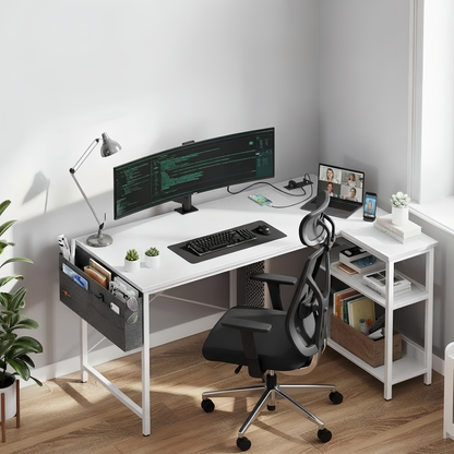 مكتب Inhabit Spider على شكل حرف L مقاس 140 سم مع مخرج طاقة مدمج