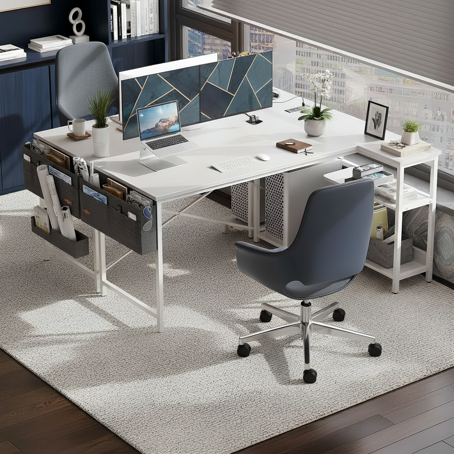 مكتب Inhabit Spider على شكل حرف L مقاس 140 سم مع مخرج طاقة مدمج