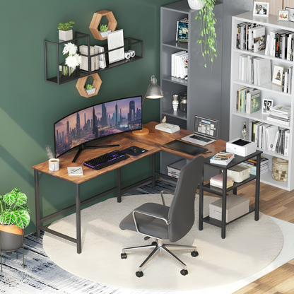 Inhabit Atlas L-Shaped 150cm Desk With PC & Storage Shelves