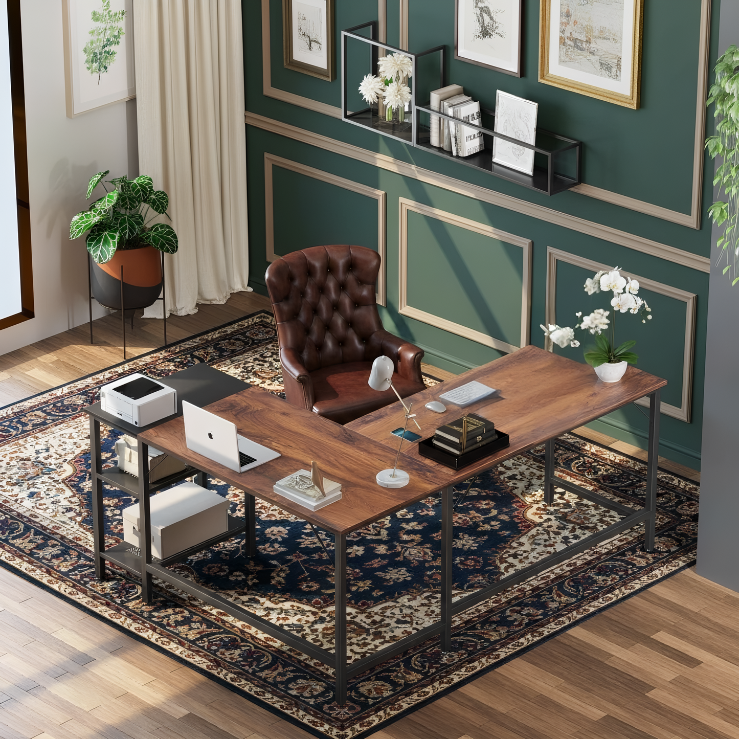 Inhabit Atlas L-Shaped 150cm Desk With PC & Storage Shelves