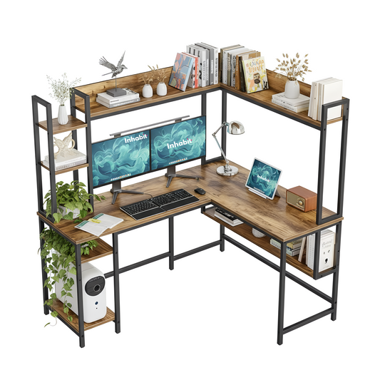 Inhabit Haven Double Hutch 150cm L-Shaped Desk