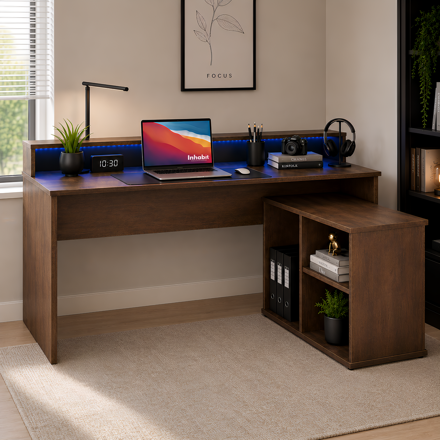 Inhabit Space Wood L-Shaped Desk