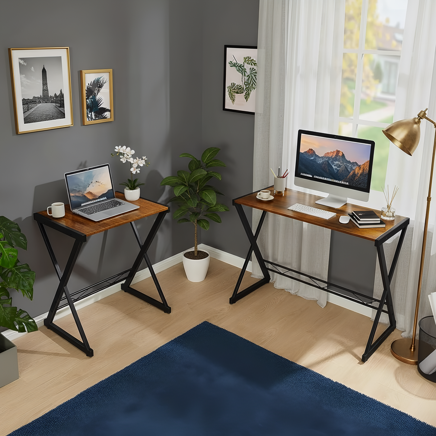 Inhabit Cross 145cm L-Shaped Desk With Monitor Stand