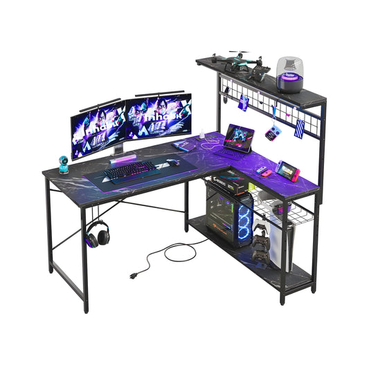 Inhabit 130cm Marble Effect Wood Hutch Desk