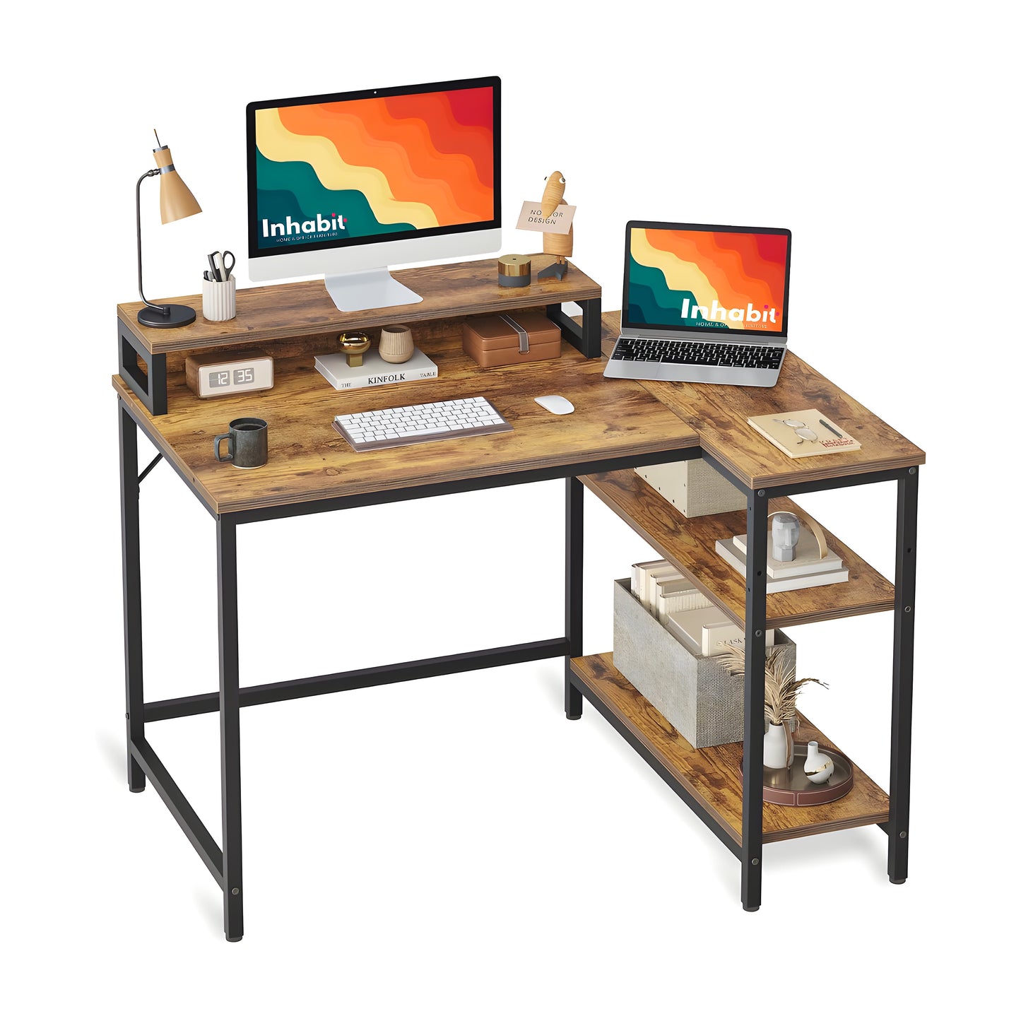 Inhabit Play Play 120cm L-Shape Desk with Monitor Stand