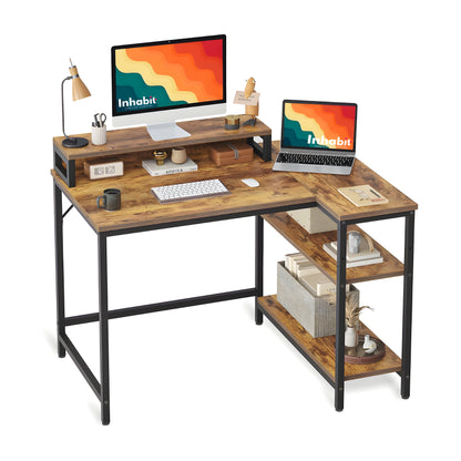 Inhabit Play Play 120cm L-Shape Desk with Monitor Stand