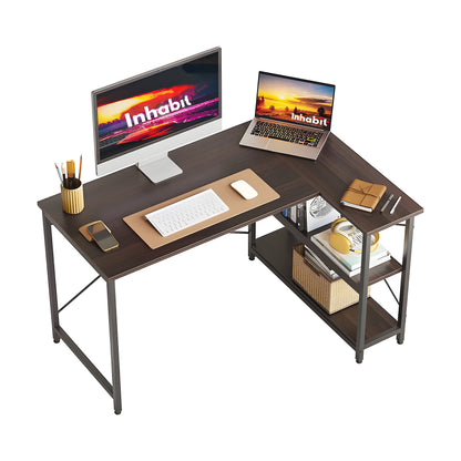 Inhabit Mini 120cm L-Shaped Desk In Dark Brown