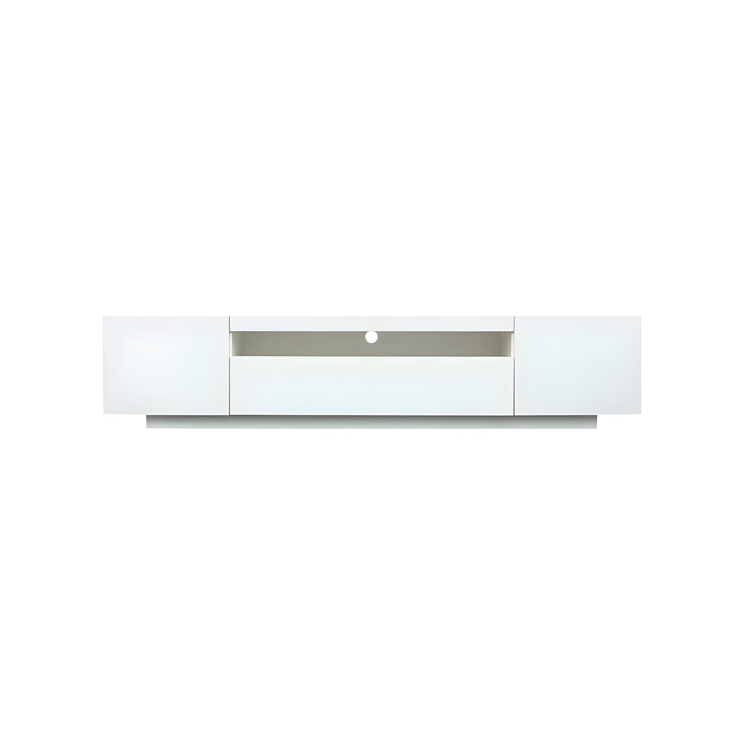 Inhabit All White TV Cabinet With Built In LED Lighting