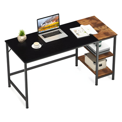 مكتب كبير من طبقتين من Inhabit Black X Rustic Brown مقاس 140 سم
