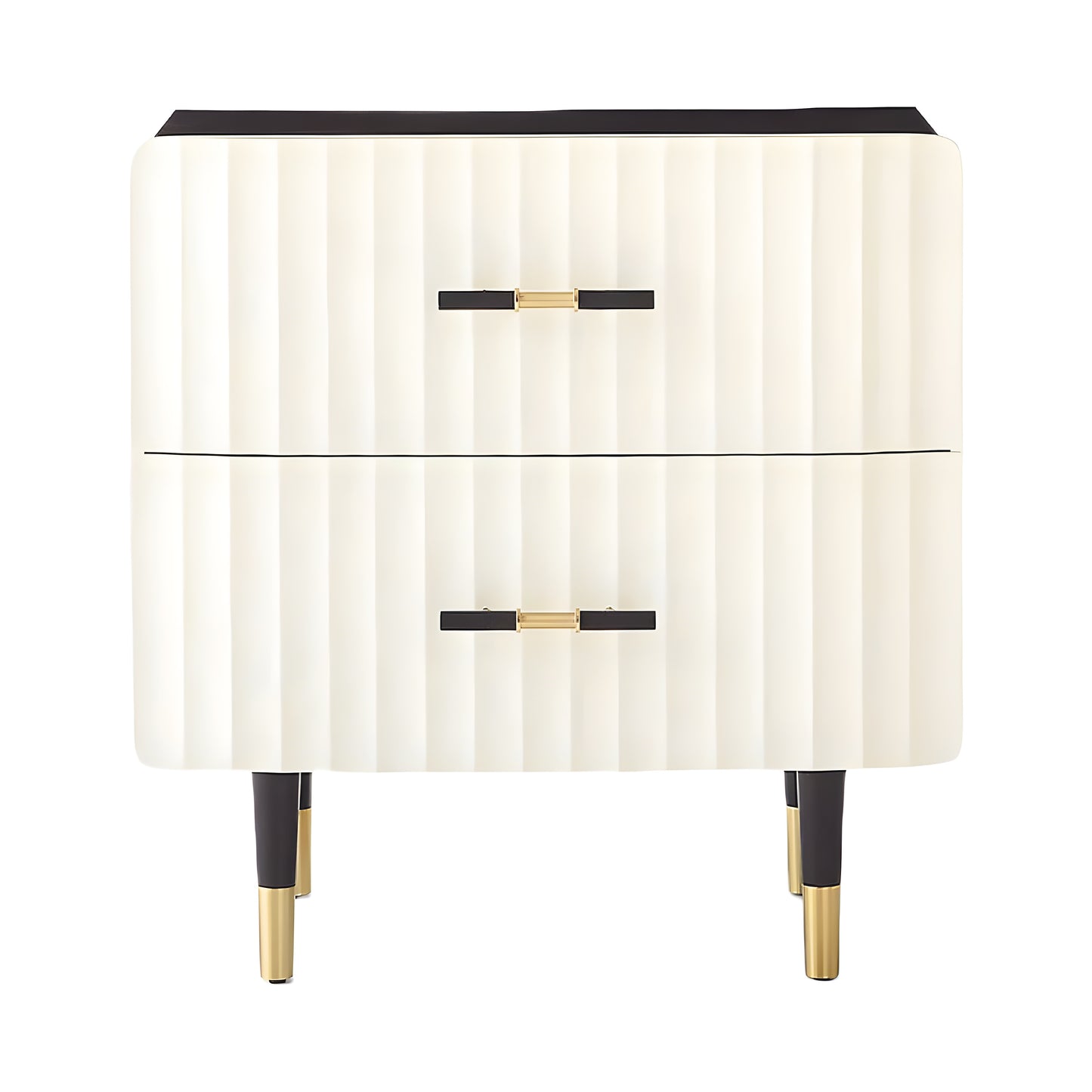 Inhabit Striped Sleek Wood Finish Nightstand