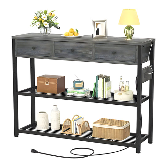 Inhabit Entryway Table with Side Power Outlet Console Table