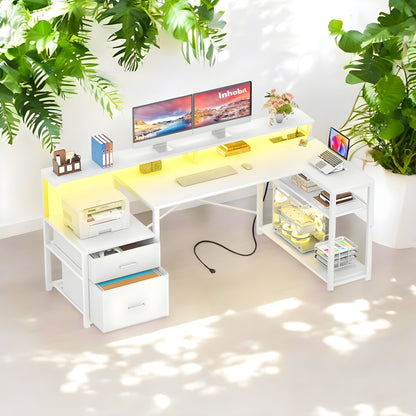 Inhabit Phantom 145cm L-Shaped Desk With 2 Drawers & Shelves