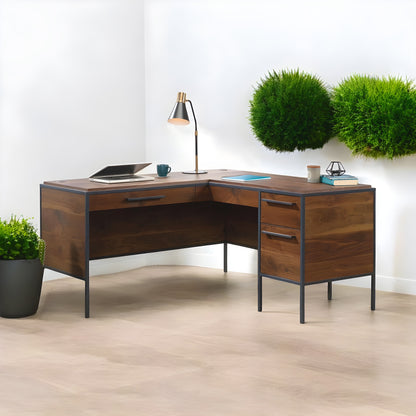 Inhabit Walnut L-Shaped Desk