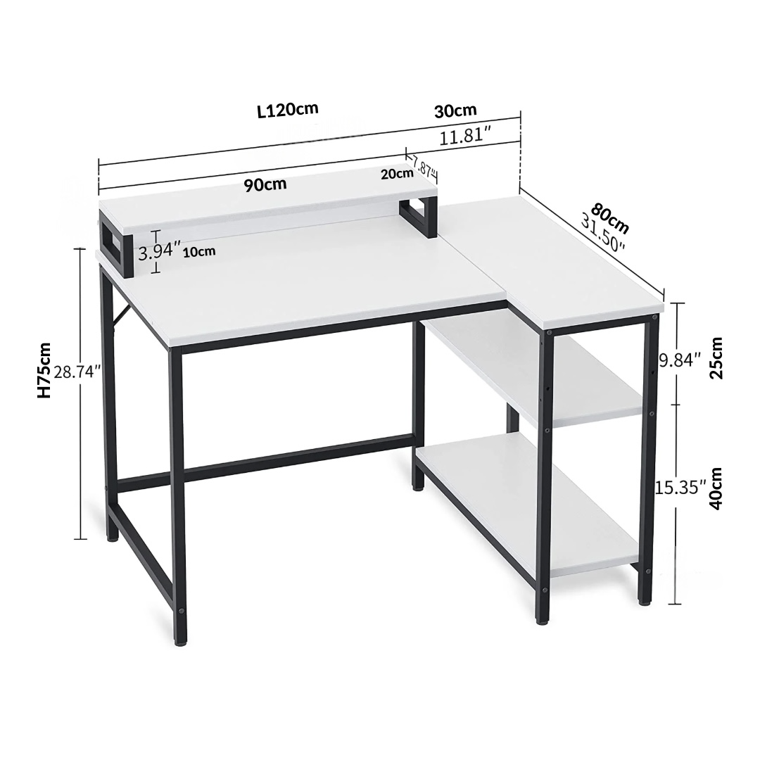 Inhabit Play Play 120cm L-Shape Desk with Monitor Stand
