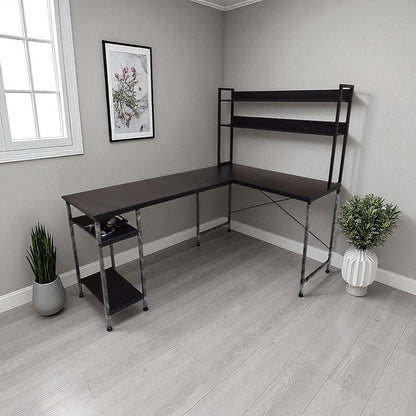 Inhabit Hutch L-Shaped Desk With Built In LED