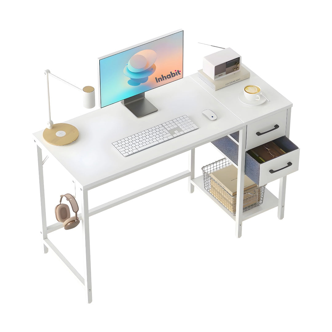 Inhabit 2 Drawers Desk With Bottom Shelf
