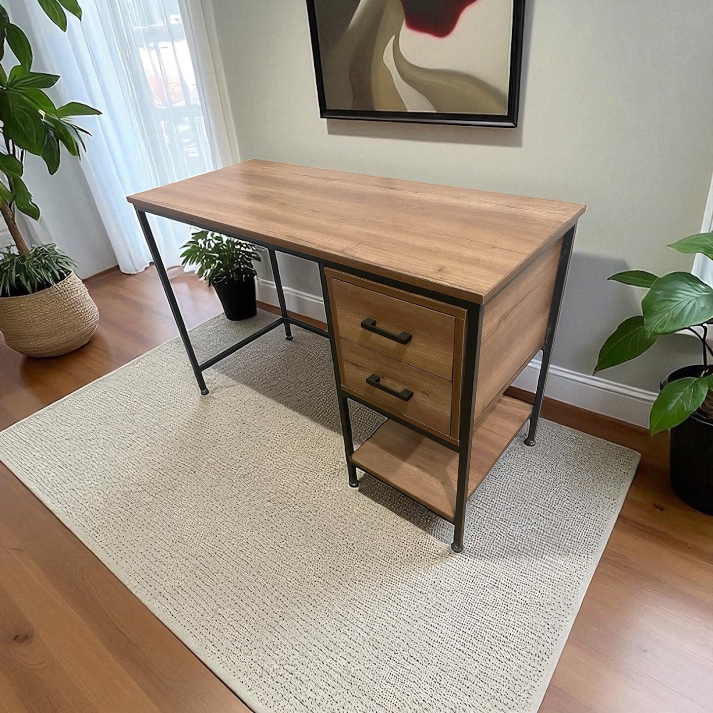 Inhabit 2 Drawers Desk With Bottom Shelf