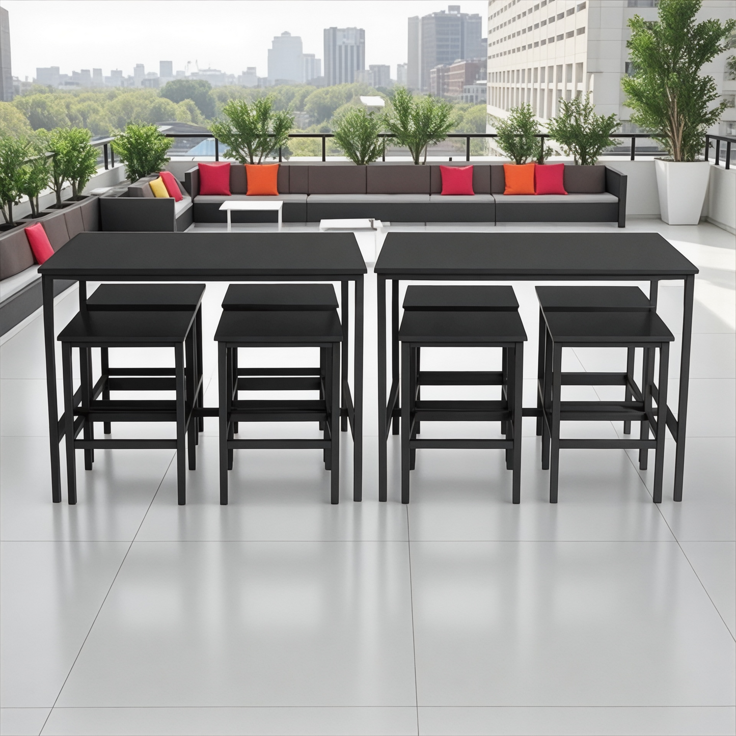 Inhabit Flat High Table & 4 Chairs Set