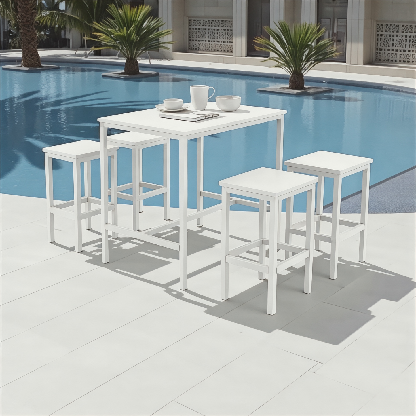 Inhabit Flat High Table & 4 Chairs Set