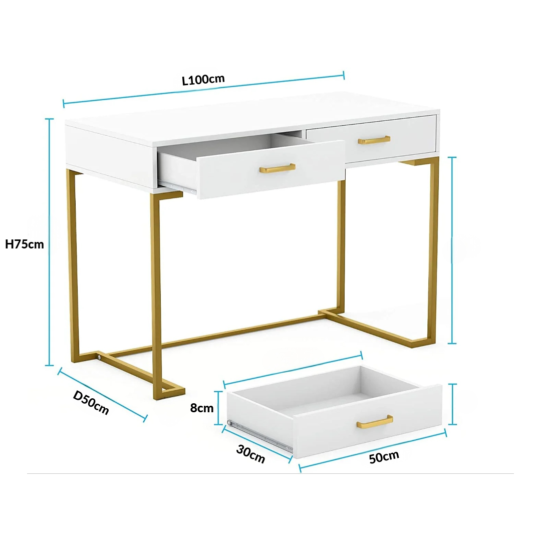 مكتب/خزانة متعدد الأغراض Inhabit Ultra Gold X White مقاس 100 سم مصنوع من الخشب والمعدن
